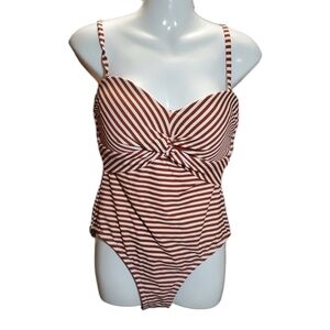 KONA SOL Red & white striped one piece swim M
